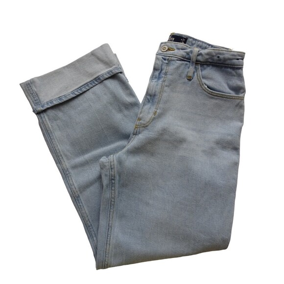 HOLLISTER Women's Jeans Cuffed Ankle Denim Stretch Light Wash Relaxed W28 L29 - Picture 2 of 13